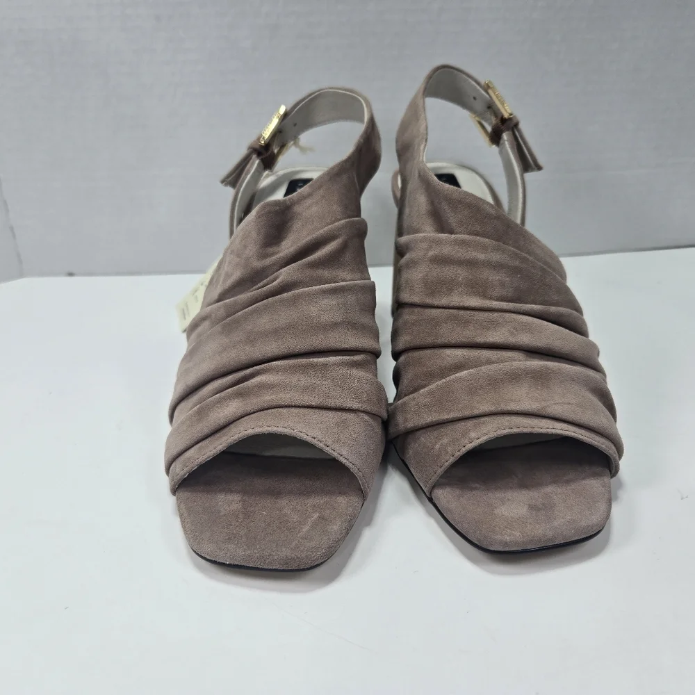 Sanctuary Regal Taupe Leather Slingback Woodgrain 3 1/2